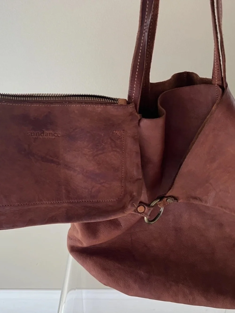 Sundance Cognac Tote Leather Bag, Brown Handbag, Leather Purse, Large Shoulder